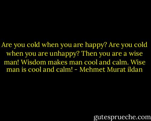 Are you cold when you are happy? Are you cold when you are unhappy? Then you are a wise man! Wisdom makes man cool and calm. Wise man is cool and calm! - Mehmet Murat ildan