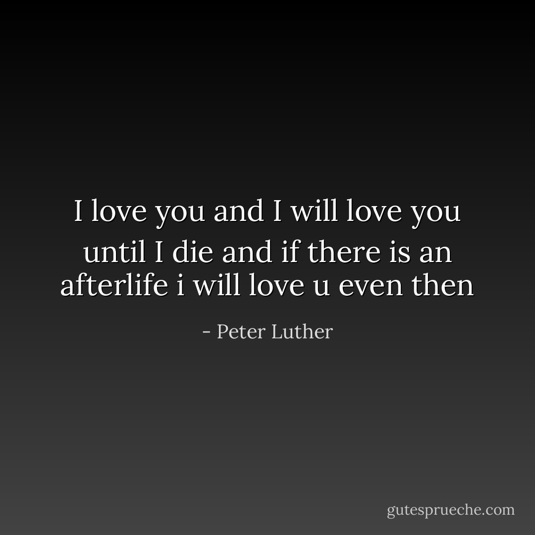 I love you and I will love you until I die and if there is an afterlife i will love u even then - Peter Luther