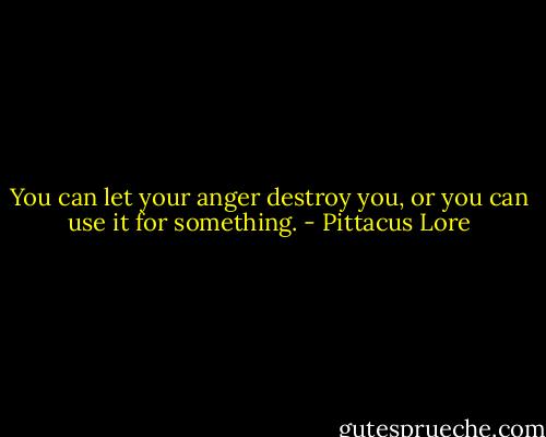 You can let your anger destroy you, or you can use it for something. - Pittacus Lore