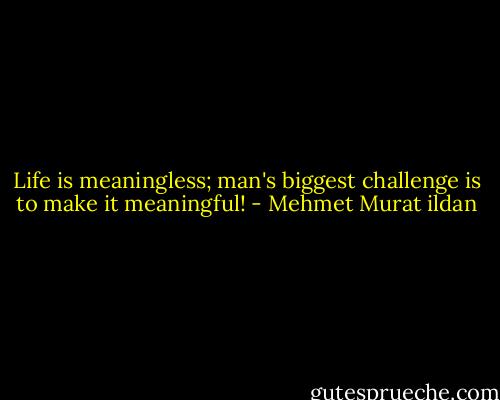 Life is meaningless; man's biggest challenge is to make it meaningful! - Mehmet Murat ildan