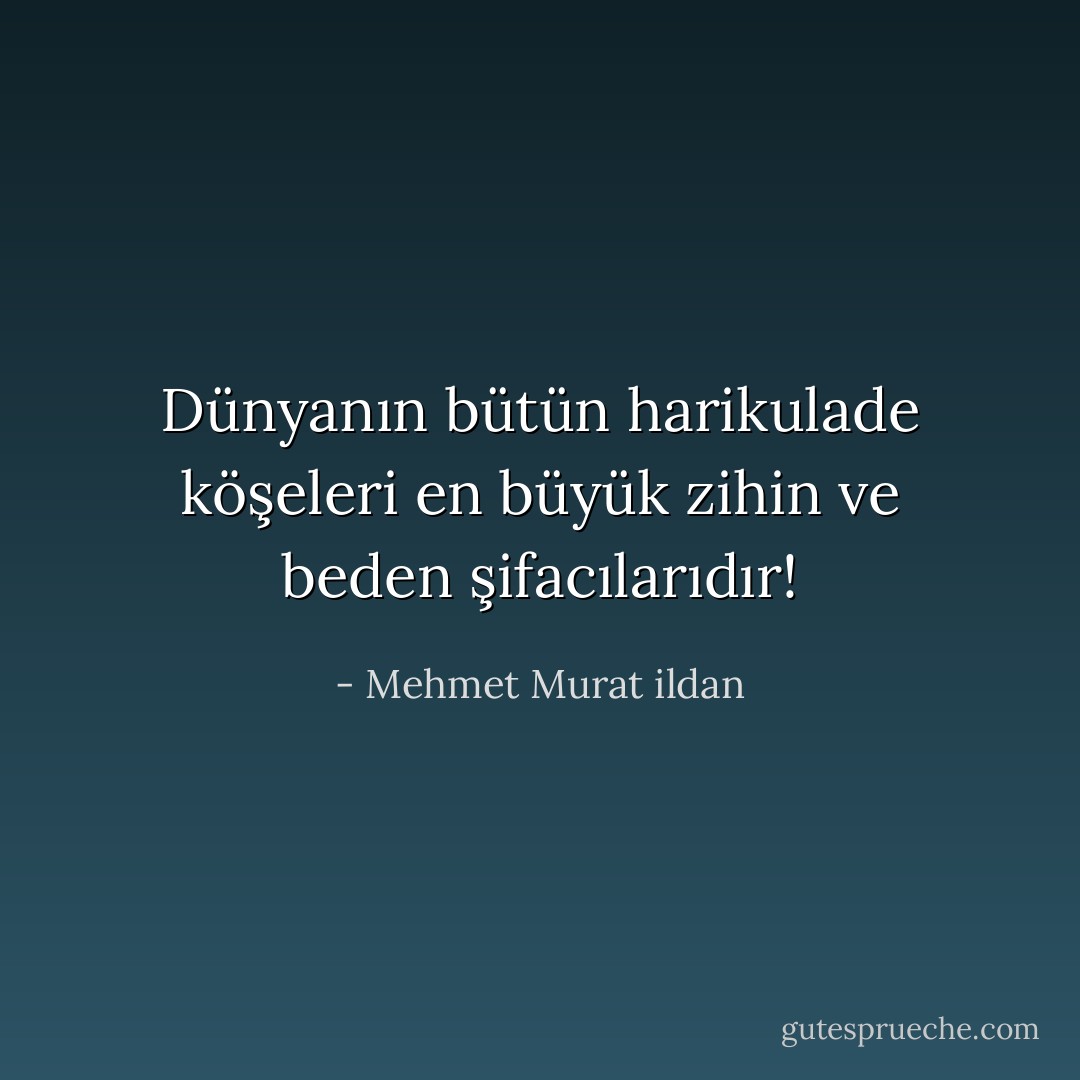 Dünyanın bütün harikulade köşeleri en büyük zihin ve beden şifacılarıdır! - Mehmet Murat ildan