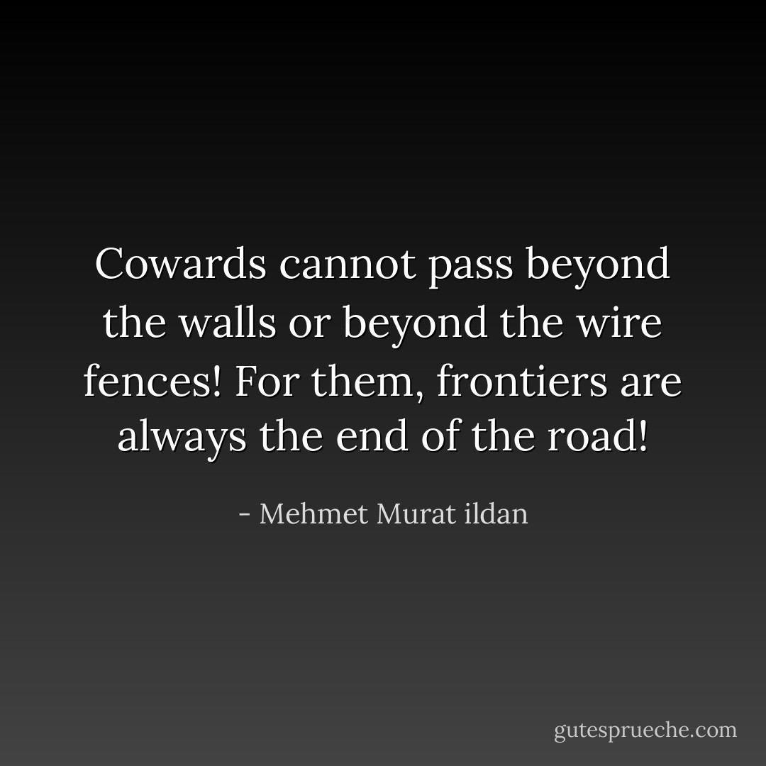 Cowards cannot pass beyond the walls or beyond the wire fences! For them, frontiers are always the end of the road! - Mehmet Murat ildan