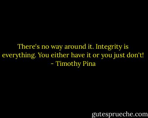 There's no way around it. Integrity is everything. You either have it or you just don't! - Timothy Pina