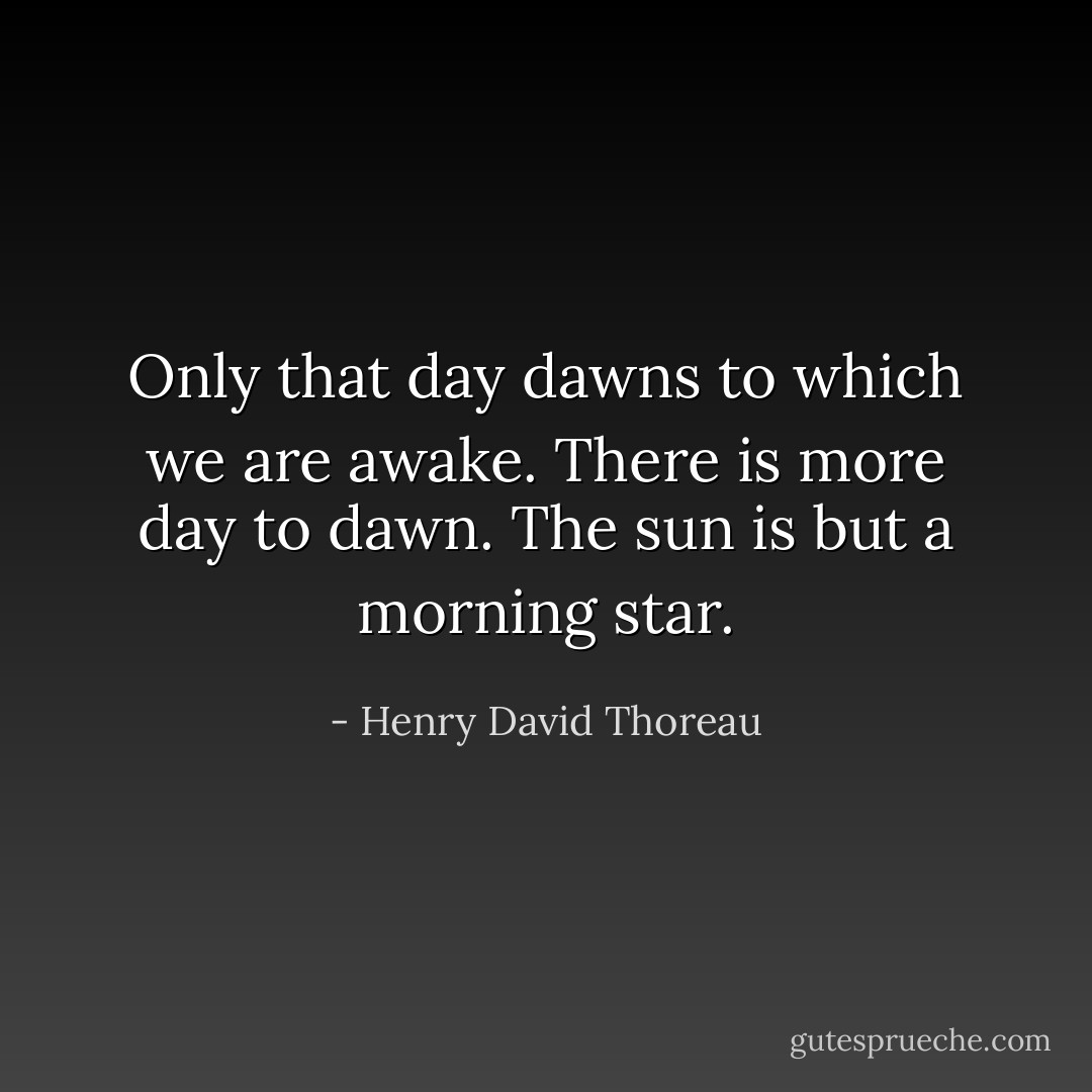 Only that day dawns to which we are awake. There is more day to dawn. The sun is but a morning star. - Henry David Thoreau