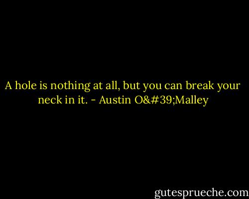 A hole is nothing at all, but you can break your neck in it. - Austin O'Malley