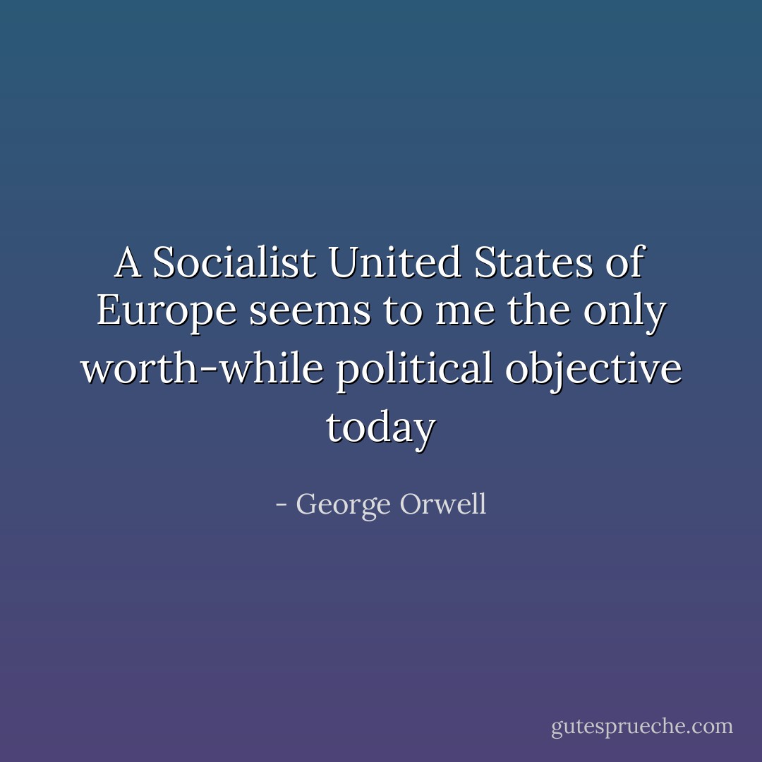A Socialist United States of Europe seems to me the only worth-while political objective today - George Orwell