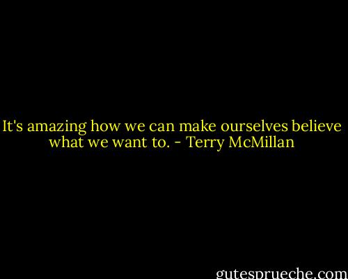It's amazing how we can make ourselves believe what we want to. - Terry McMillan