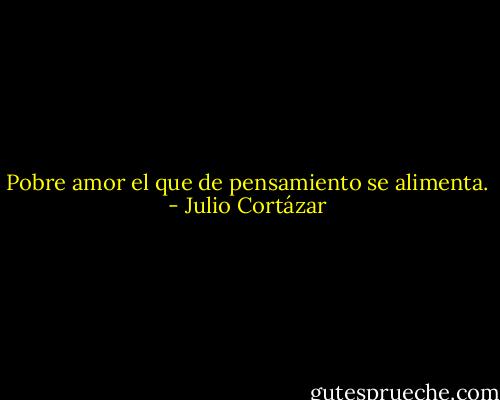 Pobre amor el que de pensamiento se alimenta. - Julio Cortázar