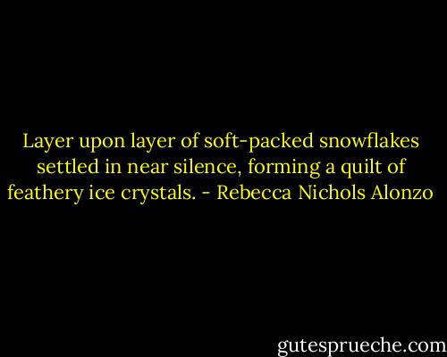 Layer upon layer of soft-packed snowflakes settled in near silence, forming a quilt of feathery ice crystals. - Rebecca Nichols Alonzo
