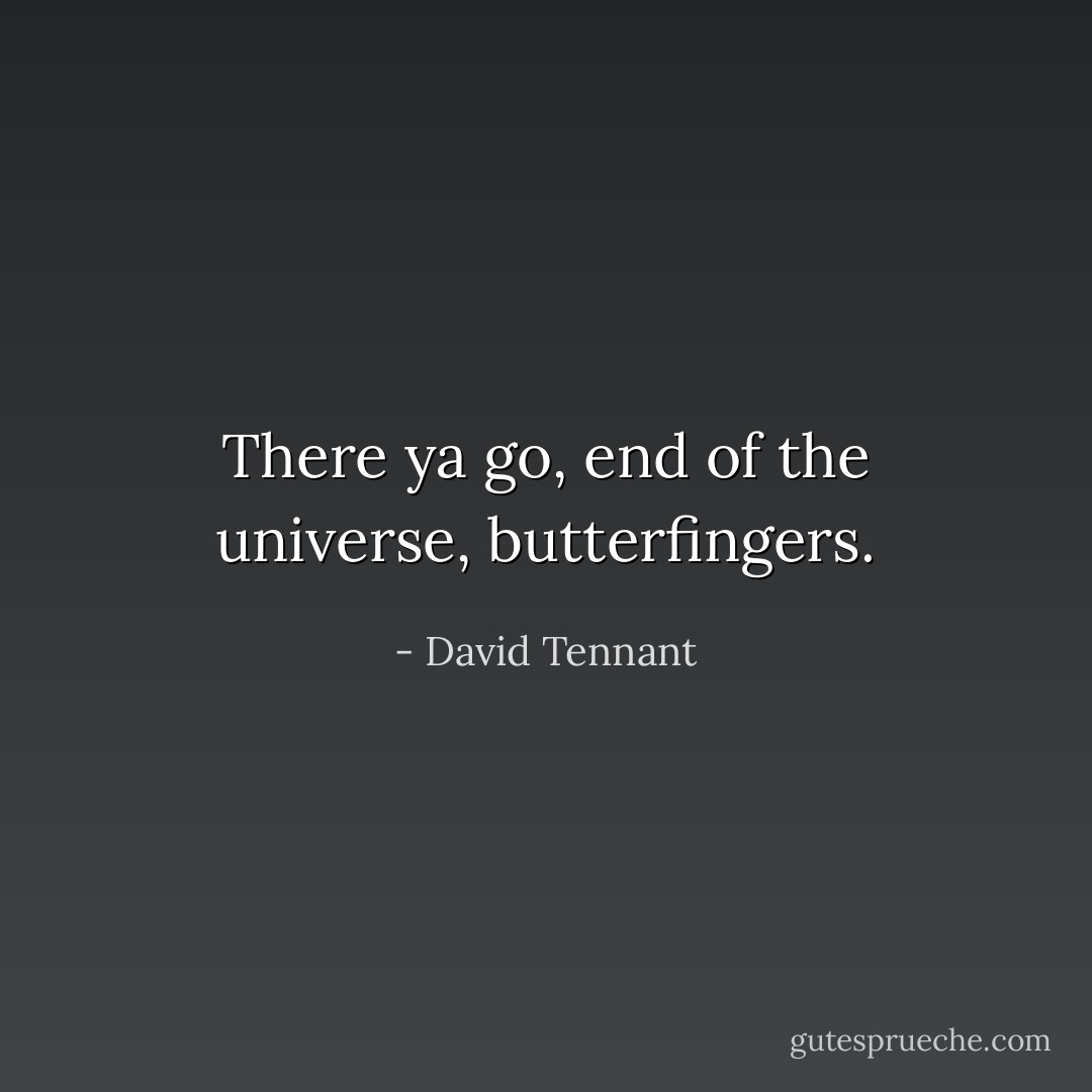 There ya go, end of the universe, butterfingers. - David Tennant
