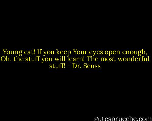 Young cat! If you keep<br />Your eyes open enough,<br />Oh, the stuff you will learn!<br />The most wonderful stuff! - Dr. Seuss