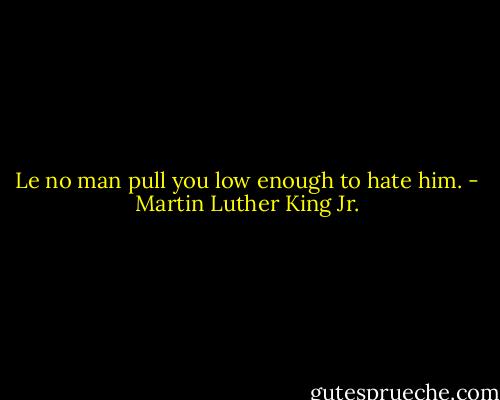 Le no man pull you low enough to hate him. - Martin Luther King Jr.