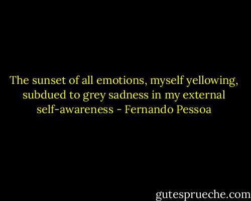 The sunset of all emotions, myself yellowing, subdued to grey sadness in my external self-awareness - Fernando Pessoa
