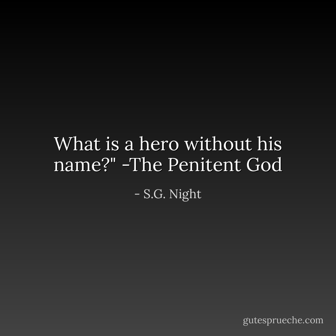 What is a hero without his name?"<br />-The Penitent God - S.G. Night