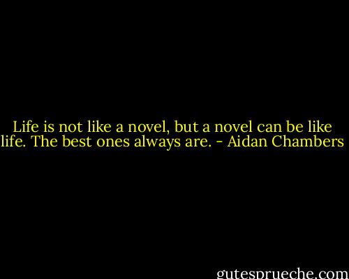 Life is not like a novel, but a novel can be like life. The best ones always are. - Aidan Chambers