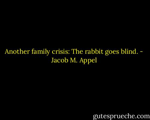 Another family crisis: The rabbit goes blind. - Jacob M. Appel