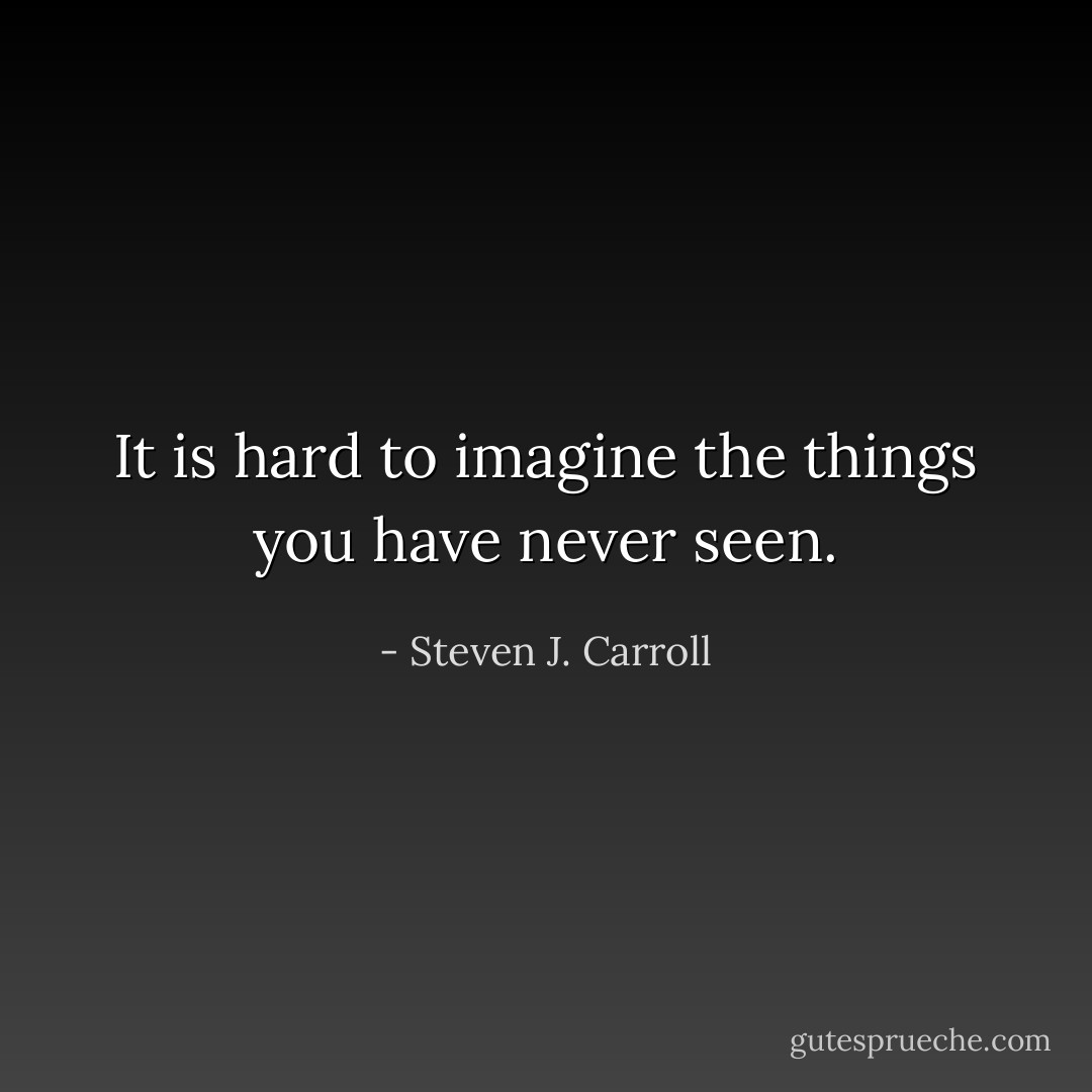 It is hard to imagine the things you have never seen. - Steven J. Carroll