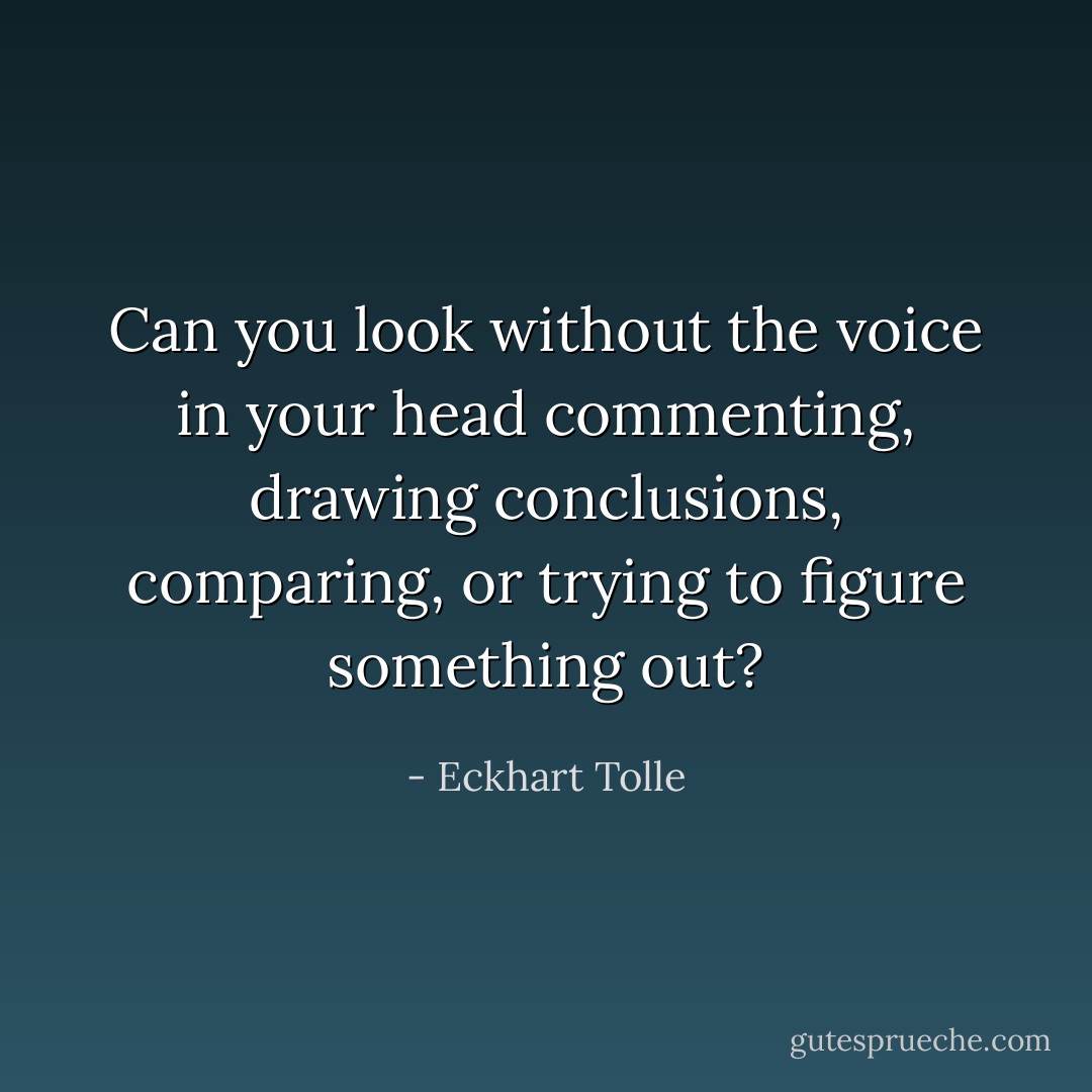 Can you look without the voice in your head commenting, drawing conclusions, comparing, or trying to figure something out? - Eckhart Tolle