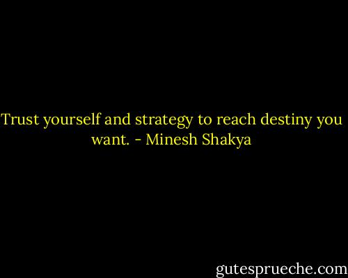 Trust yourself and strategy to reach destiny you want. - Minesh Shakya