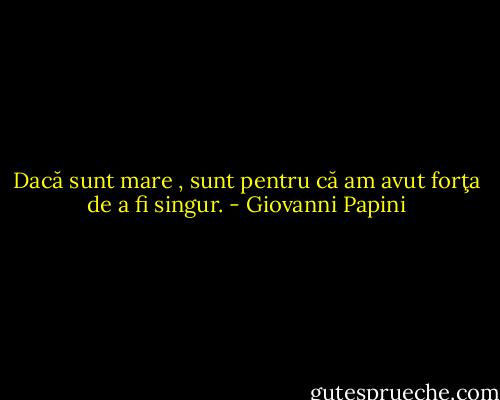 Dacă sunt mare , sunt pentru că am avut forţa de a fi singur. - Giovanni Papini