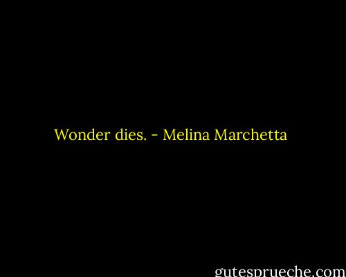 Wonder dies. - Melina Marchetta