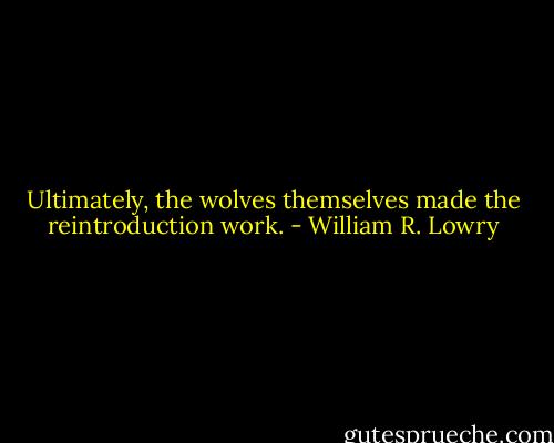 Ultimately, the wolves themselves made the reintroduction work. - William R. Lowry