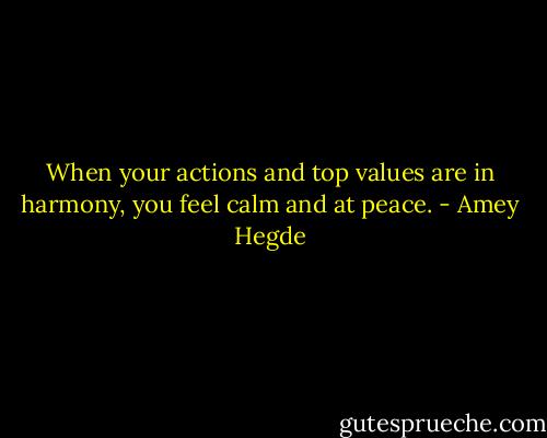When your actions and top values are in harmony, you feel calm and at peace. - Amey Hegde