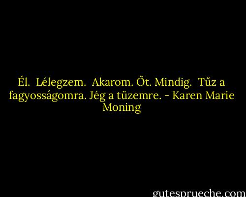Él. <br />Lélegzem. <br />Akarom. Őt. Mindig. <br />Tűz a fagyosságomra. Jég a tüzemre. - Karen Marie Moning
