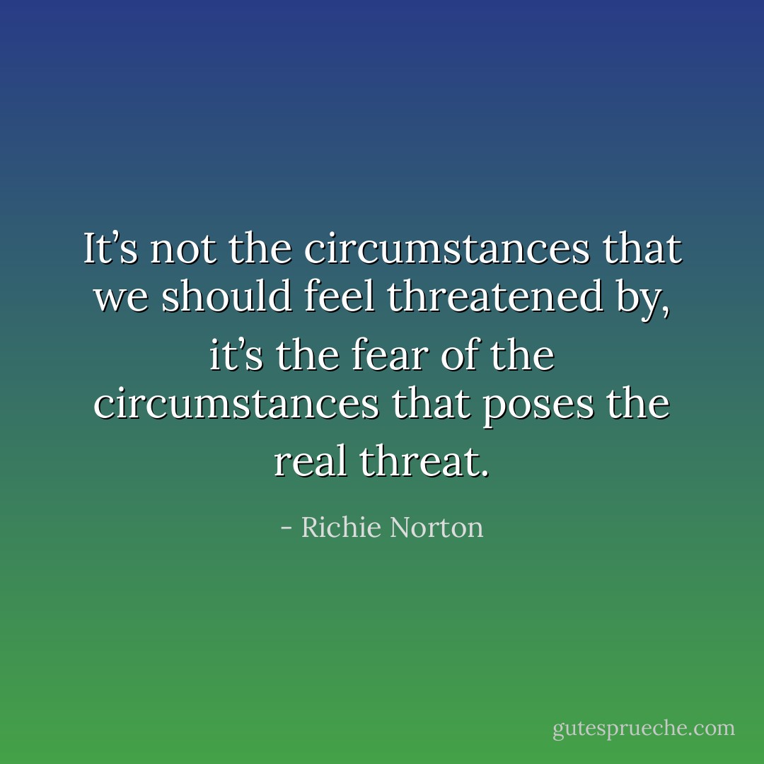 It’s not the circumstances that we should feel threatened by, it’s the fear of the circumstances that poses the real threat. - Richie Norton