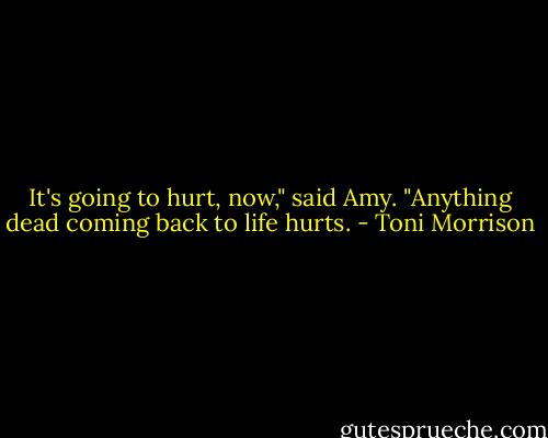 It's going to hurt, now," said Amy. "Anything dead coming back to life hurts. - Toni Morrison