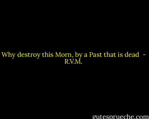 Why destroy this Morn, by a Past that is dead  - R.V.M.