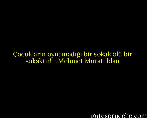 Çocukların oynamadığı bir sokak ölü bir sokaktır! - Mehmet Murat ildan