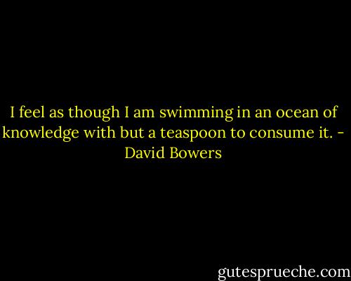 I feel as though I am swimming in an ocean of knowledge with but a teaspoon to consume it. - David Bowers