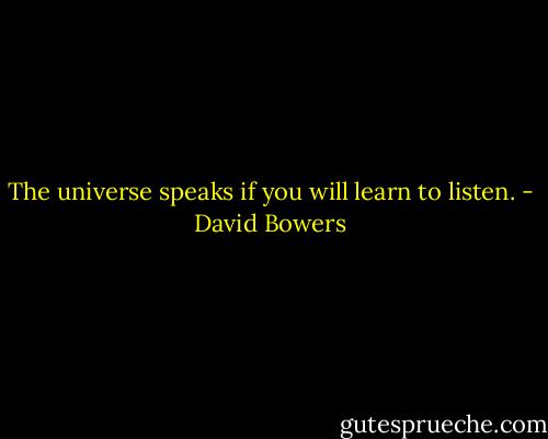 The universe speaks if you will learn to listen. - David Bowers