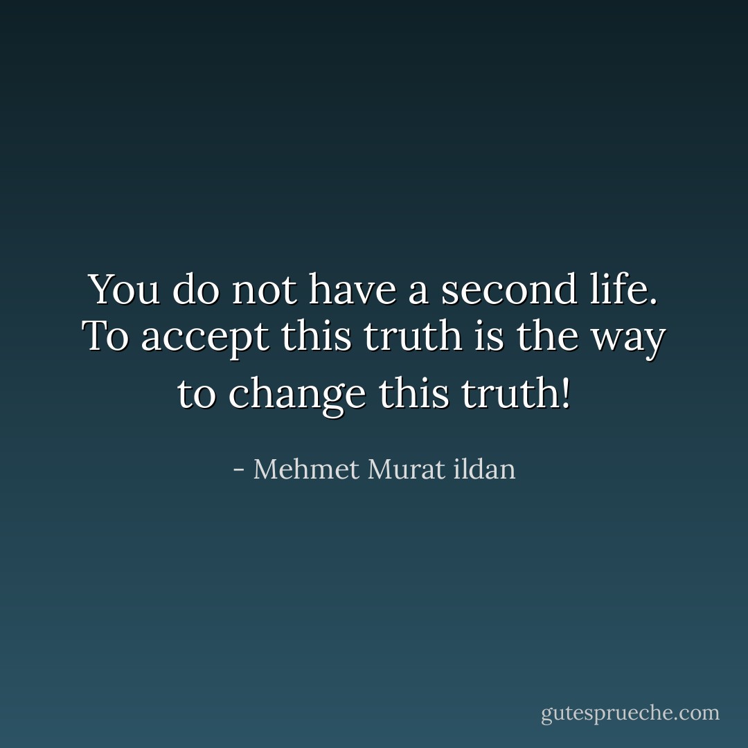 You do not have a second life. To accept this truth is the way to change this truth! - Mehmet Murat ildan