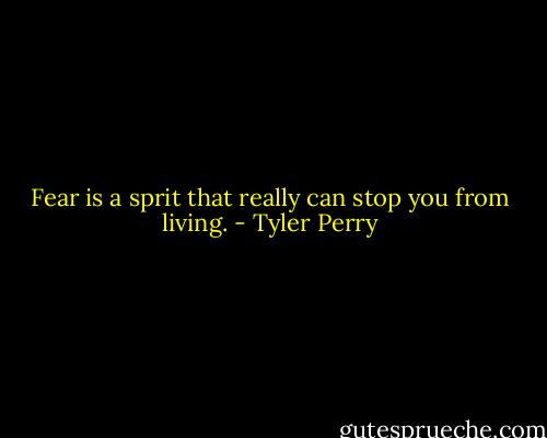 Fear is a sprit that really can stop you from living. - Tyler Perry