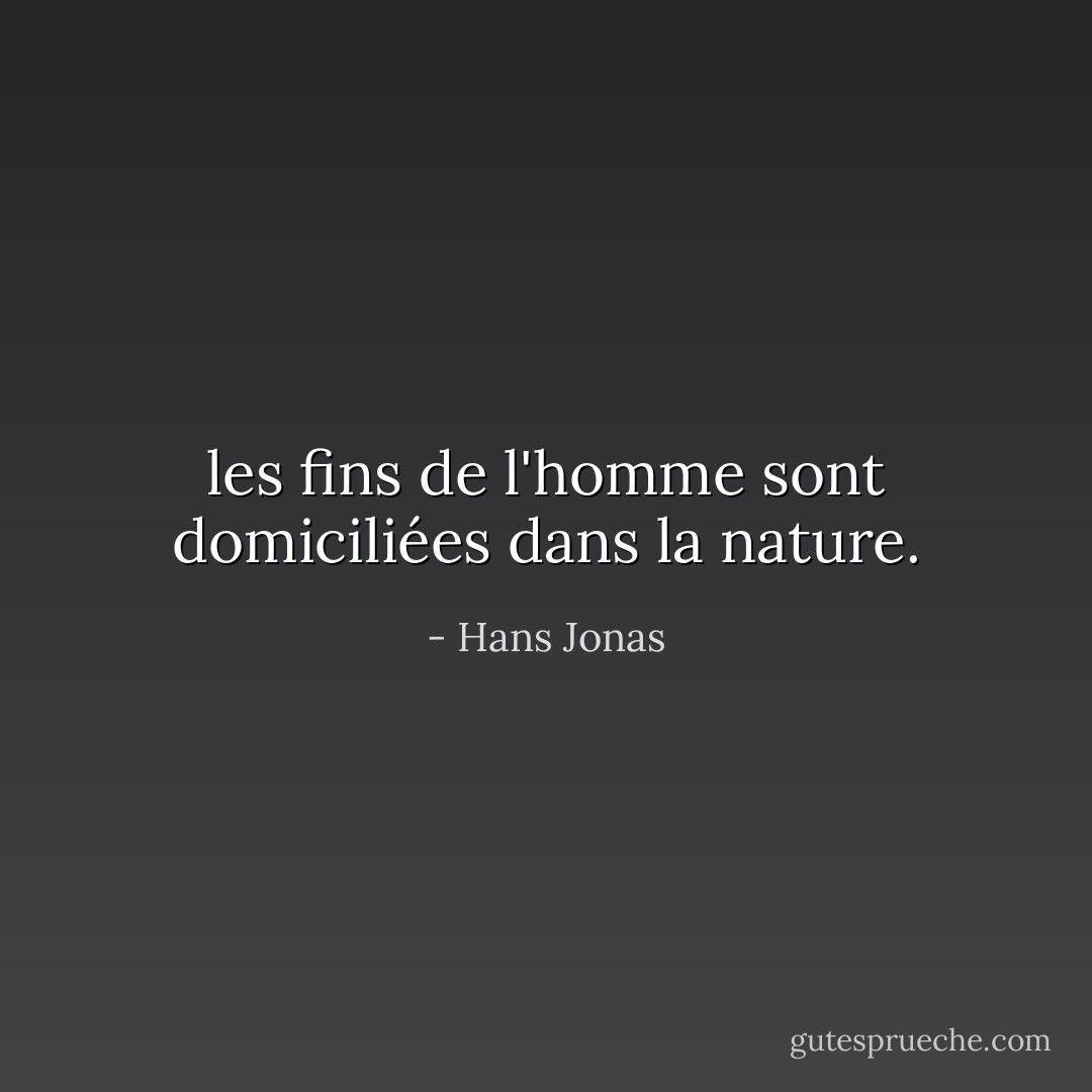les fins de l'homme sont domiciliées dans la nature. - Hans Jonas