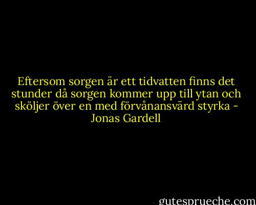 Eftersom sorgen är ett tidvatten finns det stunder då sorgen kommer upp till ytan och sköljer över en med förvånansvärd styrka - Jonas Gardell