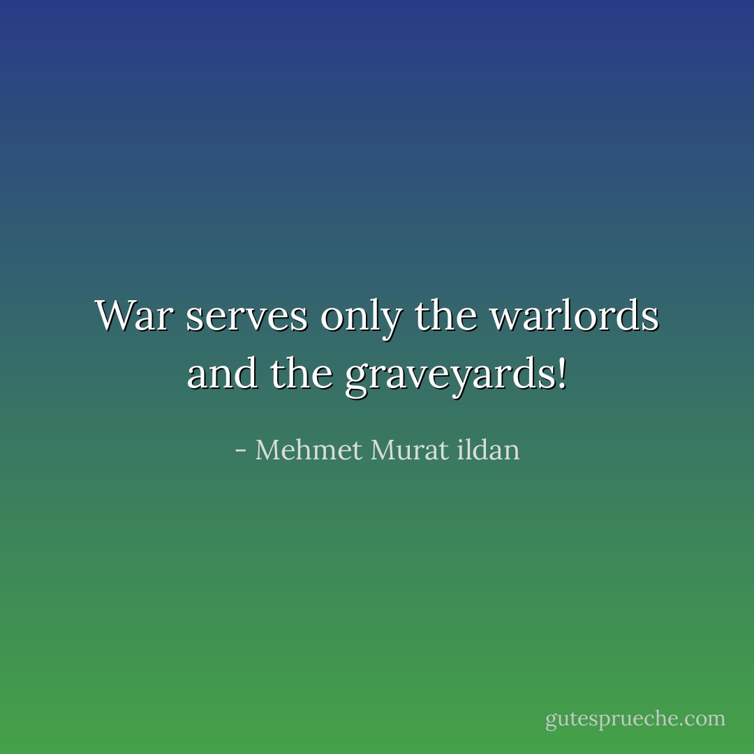 War serves only the warlords and the graveyards! - Mehmet Murat ildan