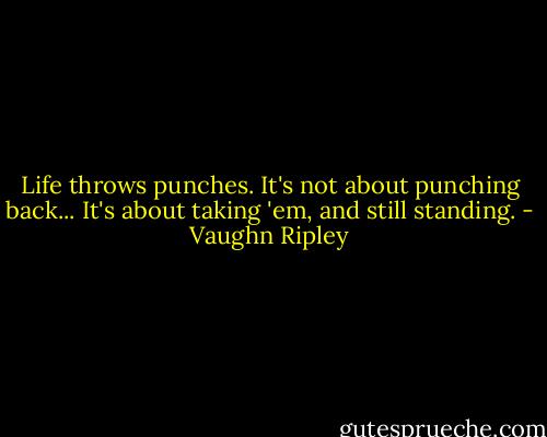 Life throws punches. It's not about punching back... It's about taking 'em, and still standing. - Vaughn Ripley