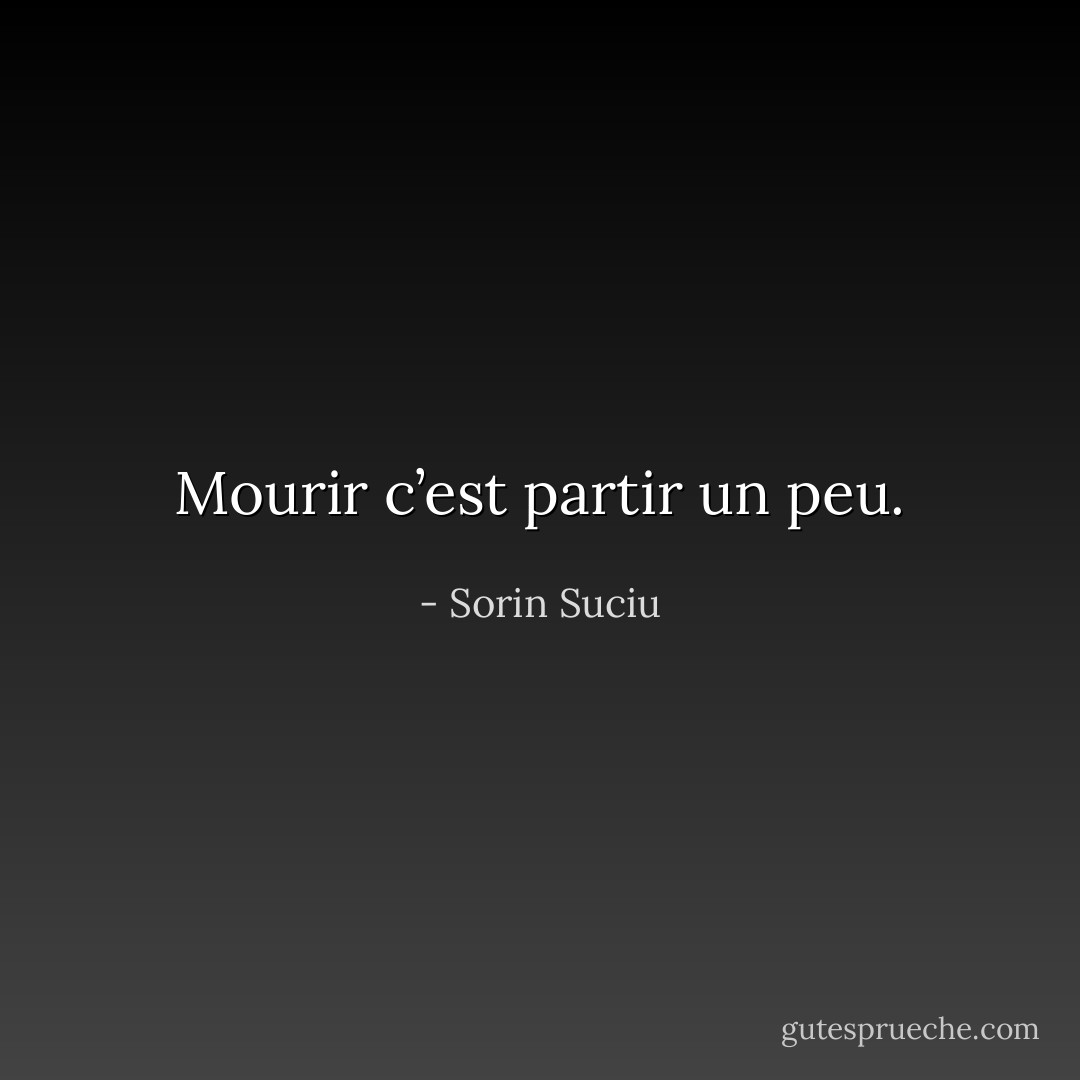 Mourir c’est partir un peu. - Sorin Suciu