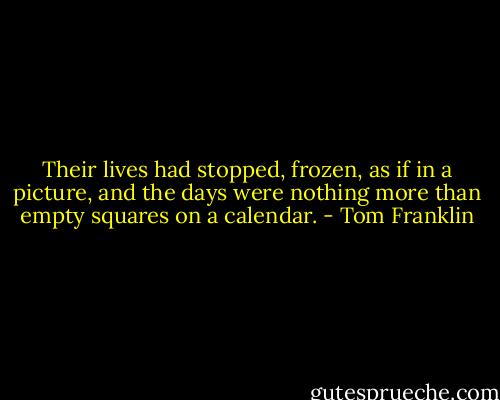 Their lives had stopped, frozen, as if in a picture, and the days were nothing more than empty squares on a calendar. - Tom Franklin