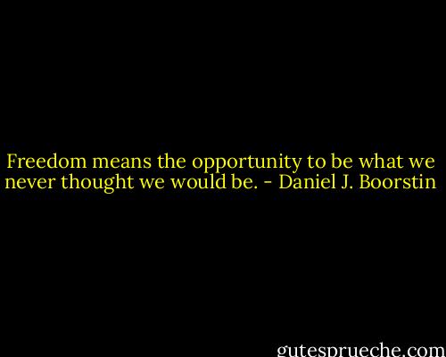 Freedom means the opportunity to be what we never thought we would be. - Daniel J. Boorstin