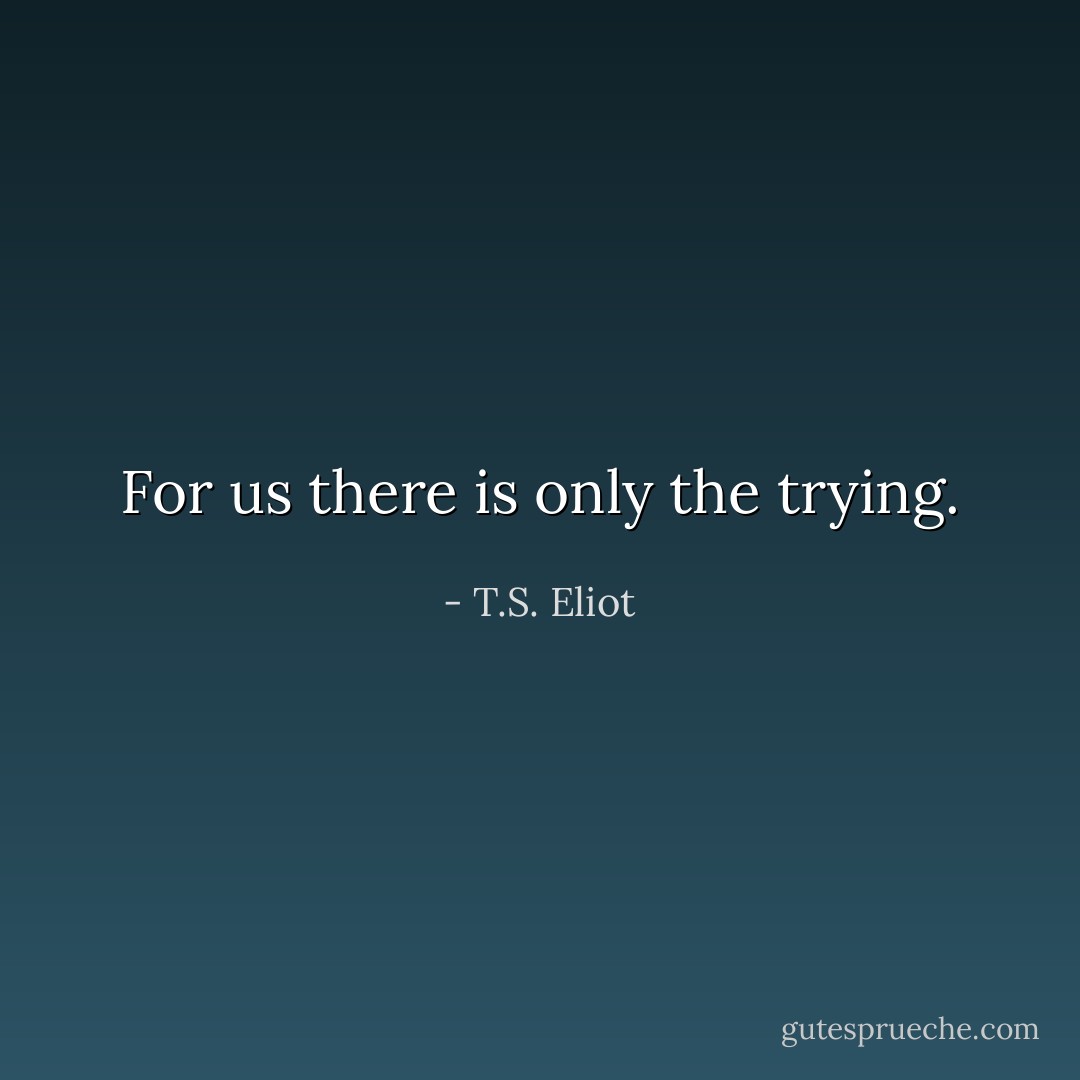 For us there is only the trying. - T.S. Eliot