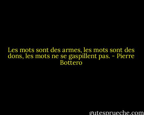 Les mots sont des armes, les mots sont des dons, les mots ne se gaspillent pas. - Pierre Bottero