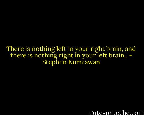 There is nothing left in your right brain, and there is nothing right in your left brain.. - Stephen Kurniawan