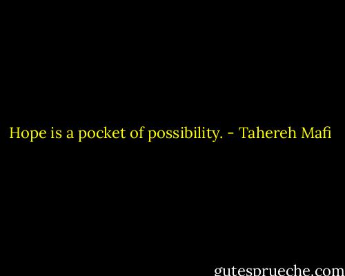 Hope is a pocket of possibility. - Tahereh Mafi