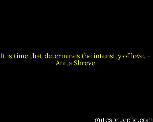It is time that determines the intensity of love. - Anita Shreve