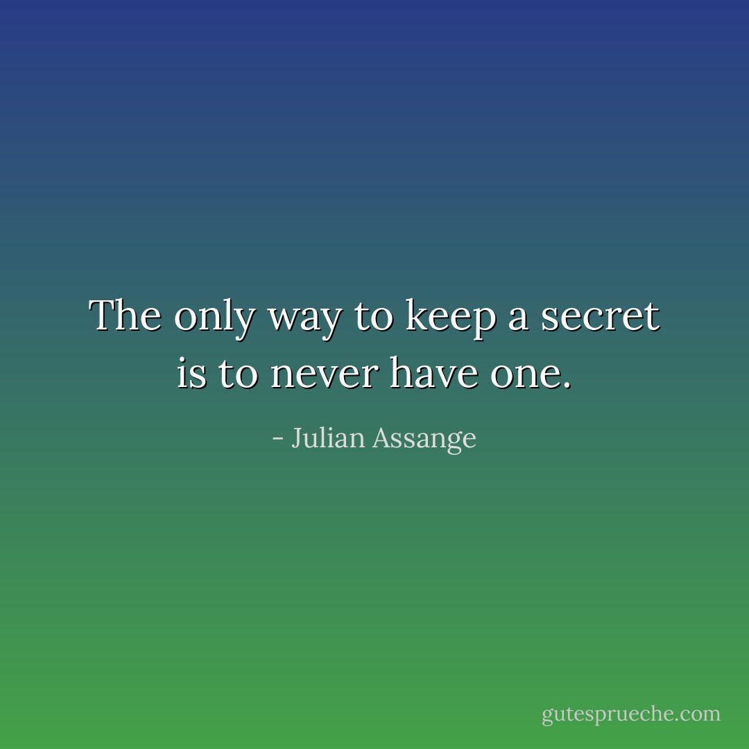 The only way to keep a secret is to never have one. - Julian Assange