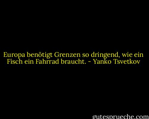 Europa benötigt Grenzen so dringend, wie ein Fisch ein Fahrrad braucht. - Yanko Tsvetkov